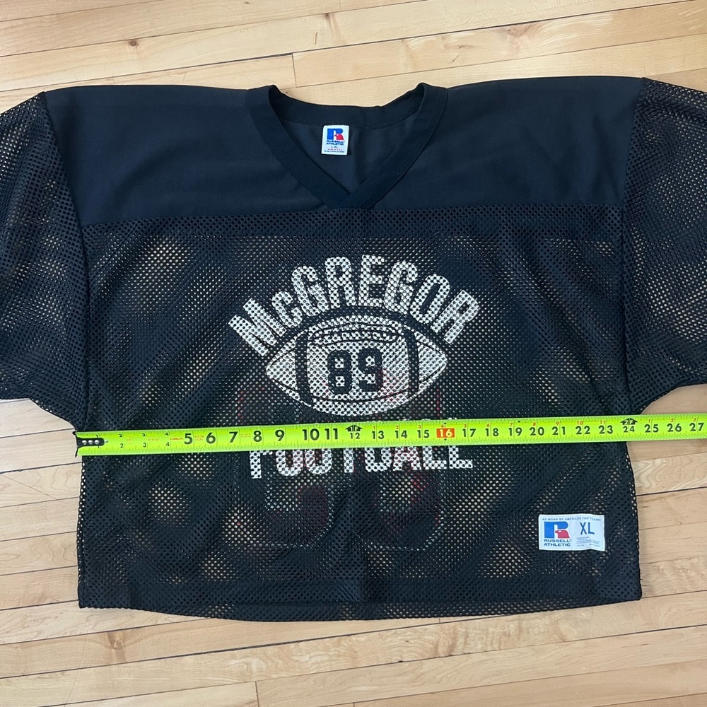 Vintage Russell Athletic Cropped Mesh Football Jersey McGregor 89 USA Boxy Black - Picture 5 of 6
